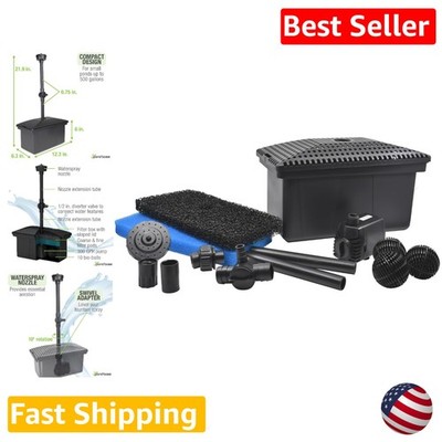 Medium Pond Filter Kit w/ 320 GPH Pump, Aeration Fountain, 500 Gal Capacity