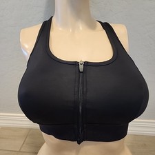 Amoena Mastectomy Bra M Black Zipper 44070 Wireless Front Closure
