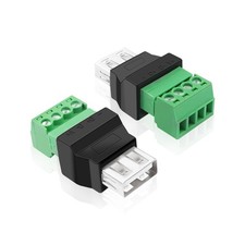 2 PCS USB Screw Terminal Block Adapter 2.0 A Female Plug 4 Pin Solderless