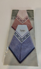 VTG 3 Tachentucher Hankies German Floral Black Red Blue New Sealed Unused Set