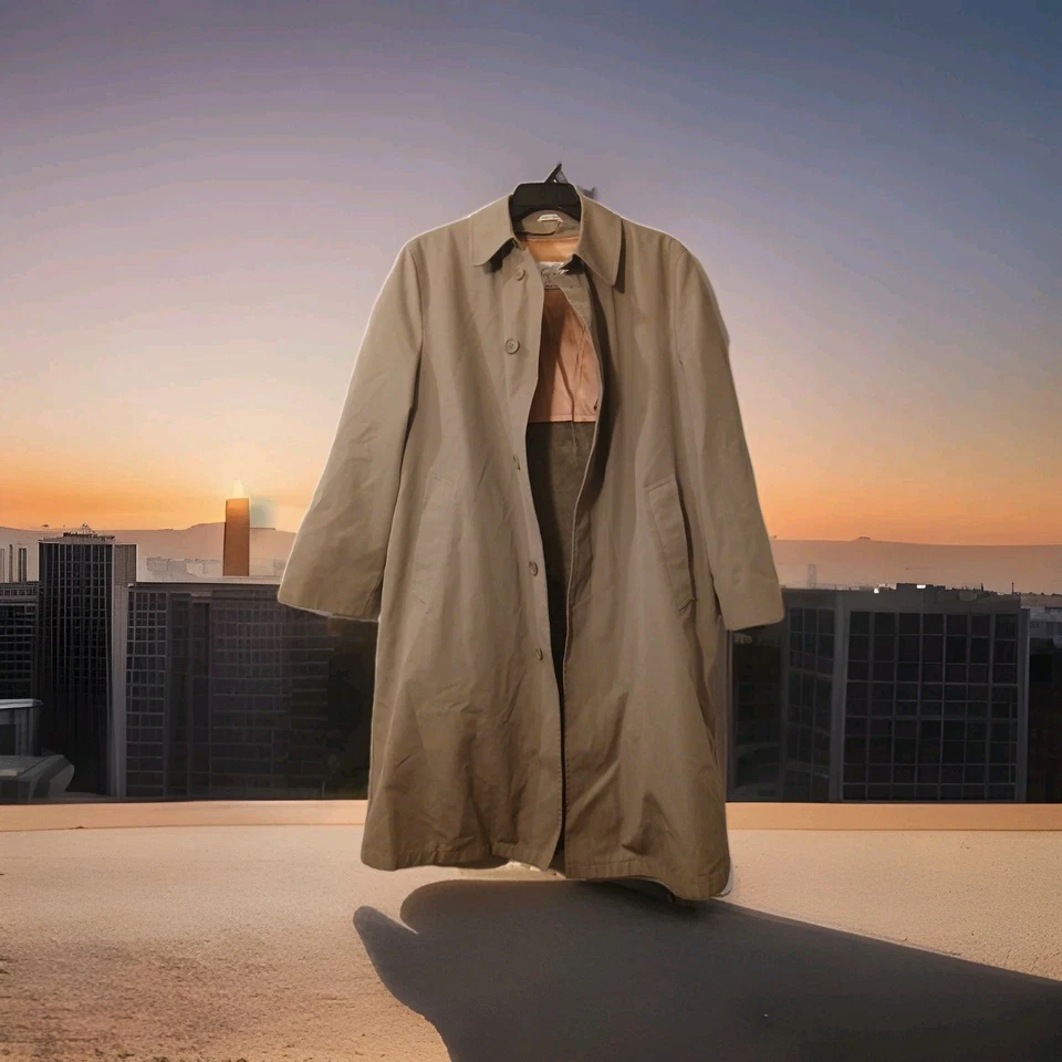 VTG Oleg Cassini Mens Weather Ready Trench Coat Size 40R Brown Removable Lining - Image 2 of 4