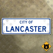 City of Lancaster Pennsylvania limit boundary street highway road sign 21x7