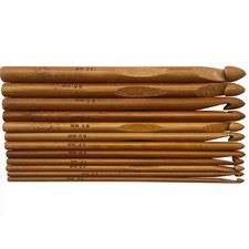 12pcs 6" Bamboo Crochet Hooks Needle Knitting Hooks Weave Yarn, 3 to 10 mm Di...
