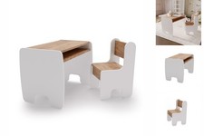 TIMI Kindertisch Mit Stuhl Set Wei&szlig;/Eiche Craft Gold Stauraum Laminierte M&ouml;belpl
