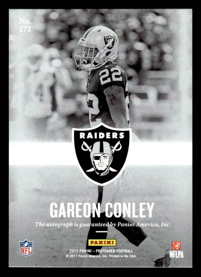 2017 PANINI PREFERRED GAREON CONLEY 272 BLUE AUTOGRAPH 16/99 OAKLAND RAIDERS - Image 2 of 2