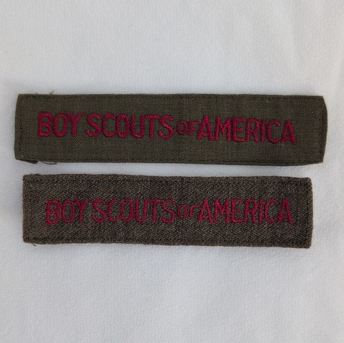 Boy Scouts of America Program Strip wool Olive Green Red Embroidery Set of 2