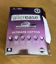 AllerEase Ultimate Cotton Zippered Mattress Protector FULL White Flexfit - NEW!