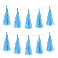 50Stk Himmelblaue Quastengirlande Banner Mit Seidenpapier Quasten Party Diy Kits