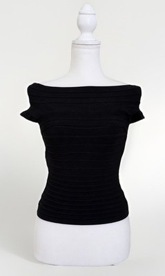 RARE! Herve Leger Iconic Francesca Off Shoulder Bandage Top Sz:Sm (Discontinued)