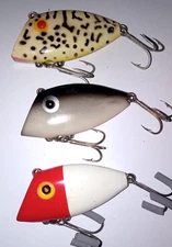 3 Vintage PICO PERCH lures - Good Used condition -2-1/4" size -Texas Baits-lot E
