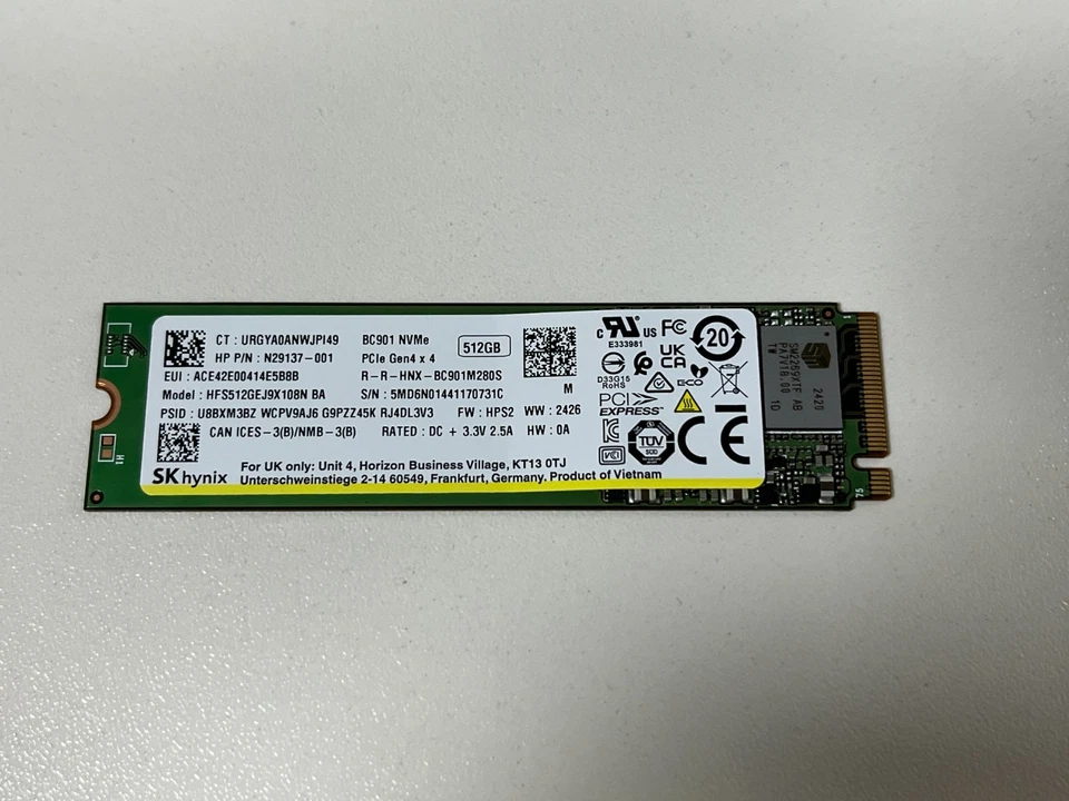 SK hynix-512GB M.2 PCIe NVMe SSD Solid State HP N29137-001