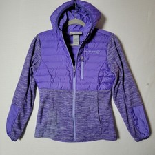 Free Country Girls Hooded Down Puffer Jacket Sz 14 Long Sleeve Full Zip Purple