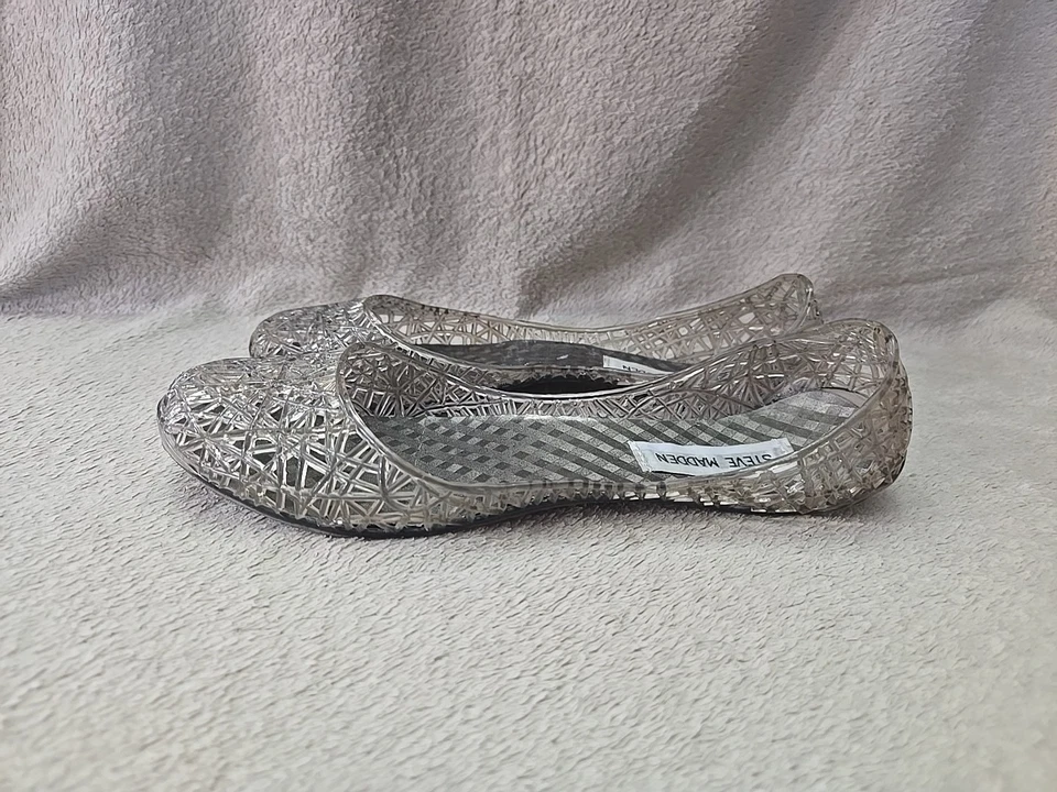 Steve Madden Swirly Smoke Woven Jelly Shoes Womens Size 7 Gray Flats - Image 4 of 4