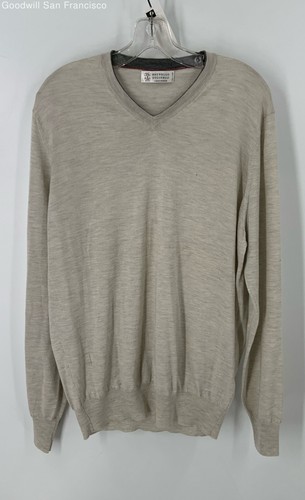 Brunello Cucinelli Italy grau Kaschmirmischung Pullover Herren Pulli Größe 54