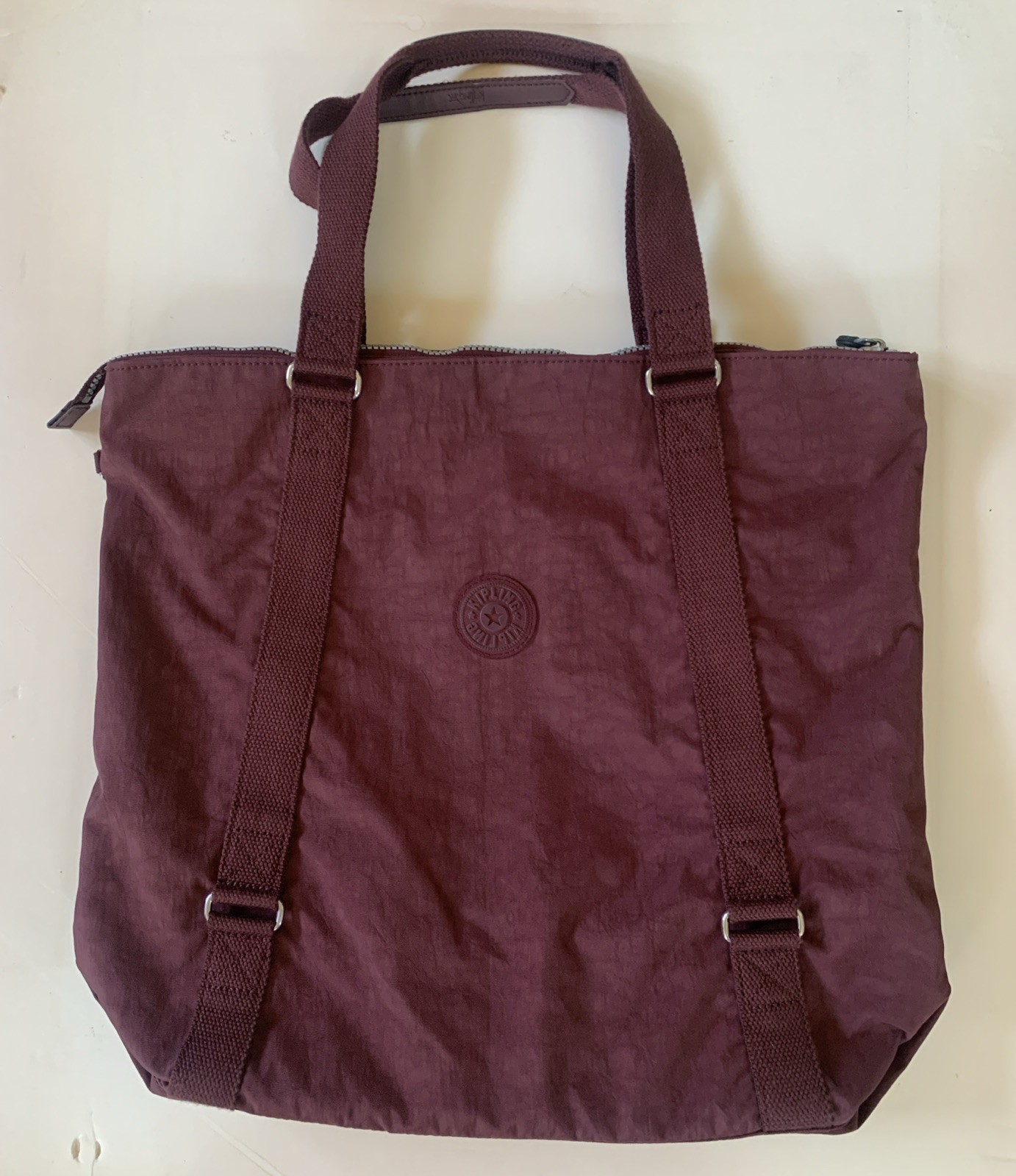 Vintage KIPLING Kyoto Large Maroon Lightweight Carryall Tote Bag Travel