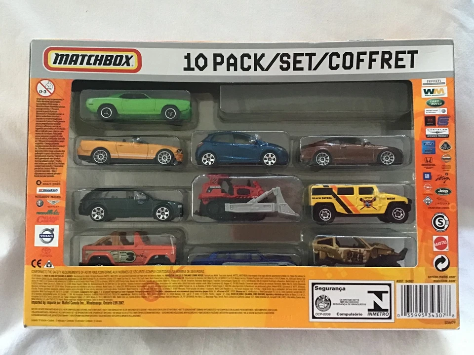 MATCHBOX (B5609) 1O PACK GIFT SET - MBX METAL - BRIGHT GREEN DODGE ETC -UNOPENED - Image 3 of 3