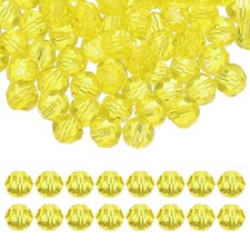 10mm Round Crystal Beads, 100 Pcs Glass Faceted Ball Bead, Lemon Yellow