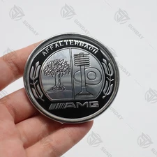 For AMG Hood Emblem Affalterbach Black Chrome Apple Tree Front Badge Nameplate
