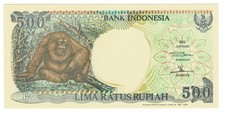 Indonesia 500 Rupiah 1992 P-128a Orangutan, Native Hut Uncirculated UNC Banknote