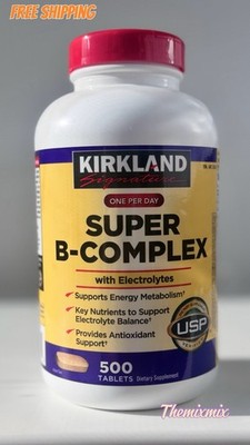 Kirkland Signature Super B-Complex Electrolytes 500 Tablets Dietary Supplement