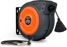 SuperHandy Extension Cord Reel 16AWG x 50' Feet GUR028-FBA - Black/Orange