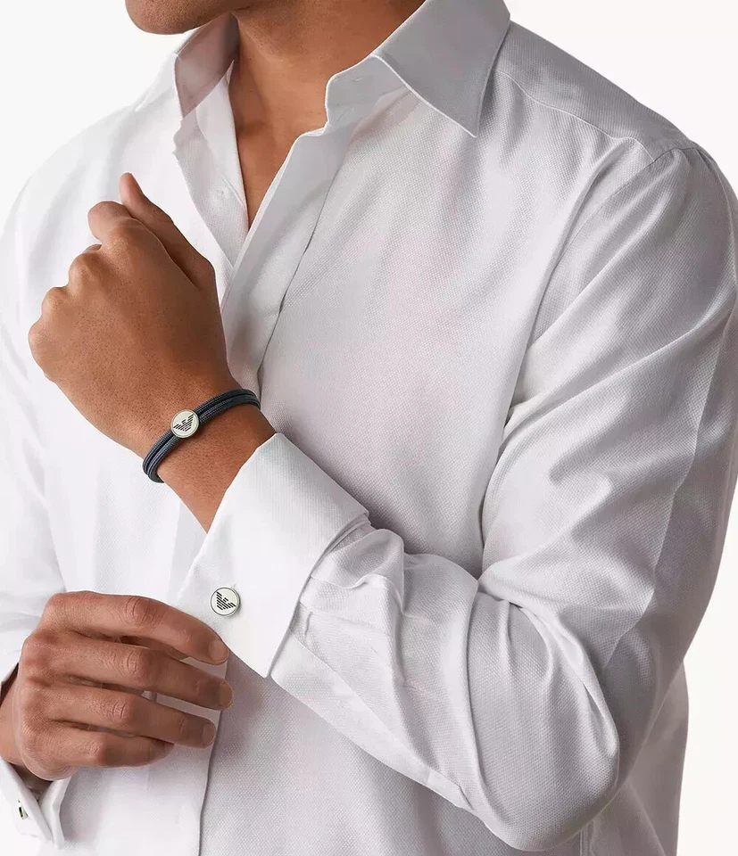 Emporio Armani Logo Essential Blue Cord Bracelet & Cufflink Gift Set EGS2784040 - Image 4 of 4