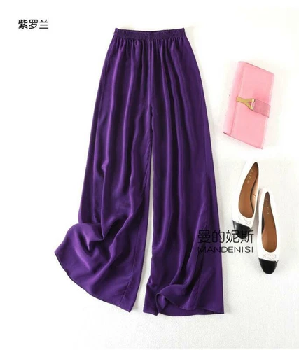 Damen 100 % Seide Maulbeere weites Bein Hose Abend Komfort Palazzo lose Hose - Bild 4 von 39