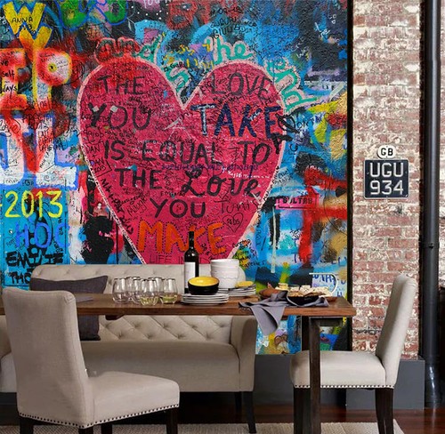 3D Red heart, graffiti 0675 Wall Paper Print Wall Decal Deco Indoor Wall Murals - Picture 2 of 8