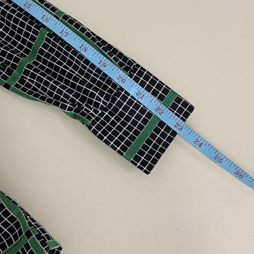 Vintage Givenchy Blouse Women's S Black Green Check Nylon Saks Fifth Avenue - Picture 12 of 14