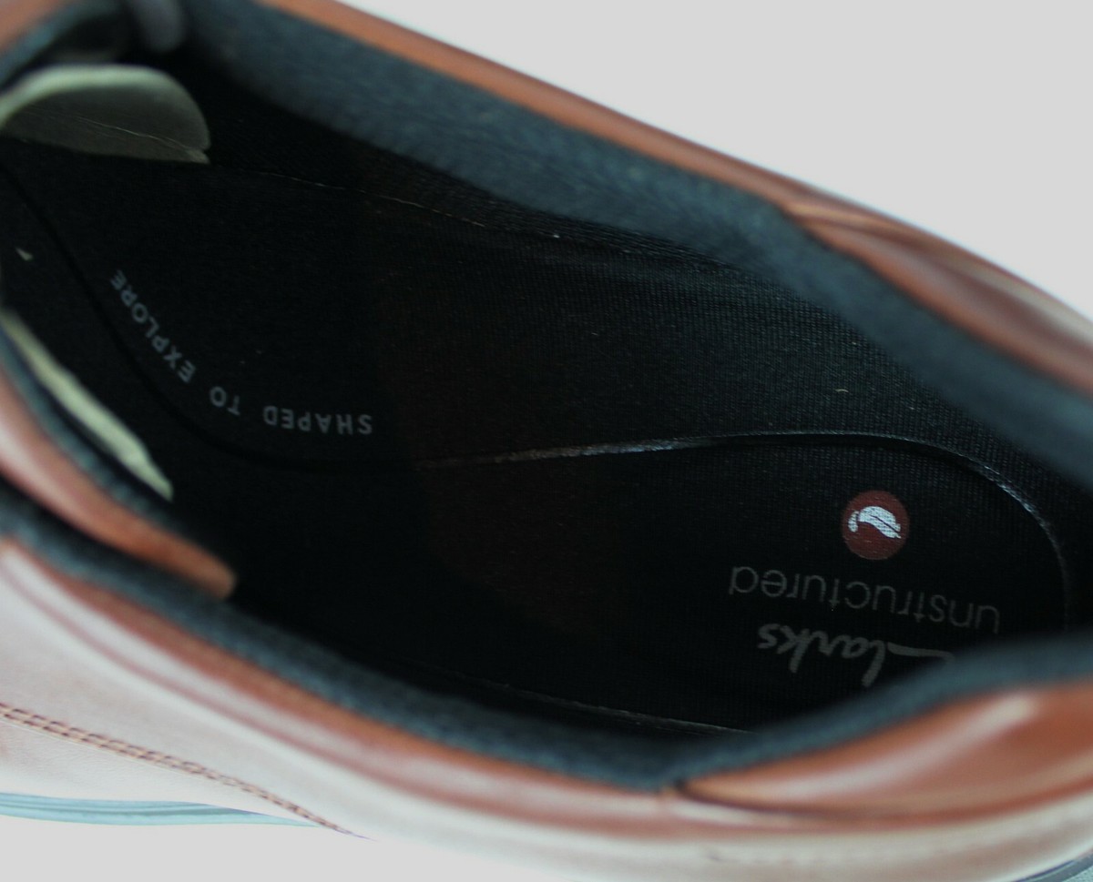 New CLARKS Un Lipari Park Plain Toe Derby, Mahogany Leather 