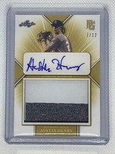 2021 LEAF PERFECT GAME YELLOW AUSTIN HENRY LOGO RC PATCH AUTO # 7/12