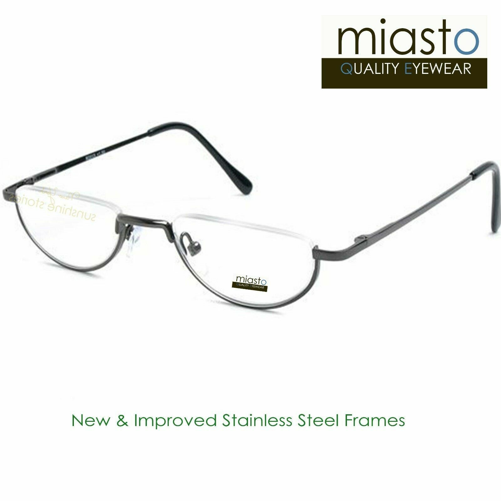 2 PAIRS) MIASTO TOP RIMLESS HALF MOON METAL 1/2 READER READING