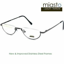 2 PAIRS MIASTO TOP RIMLESS HALF MOON METAL 1/2 READER READING GLASSES 1.50