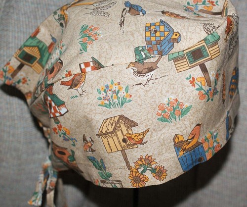 Scrub Cap Hat Tie Back style Handmade Halloween Christmas Teddy St Pat Penguins - Picture 36 of 47
