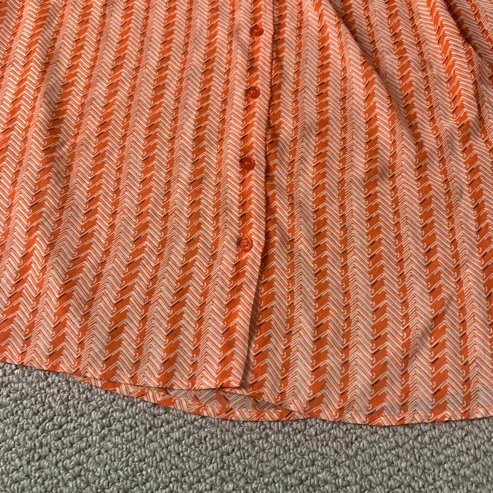 Collective Concepts Womens Blouse Top Size Small Orange Print Button Front