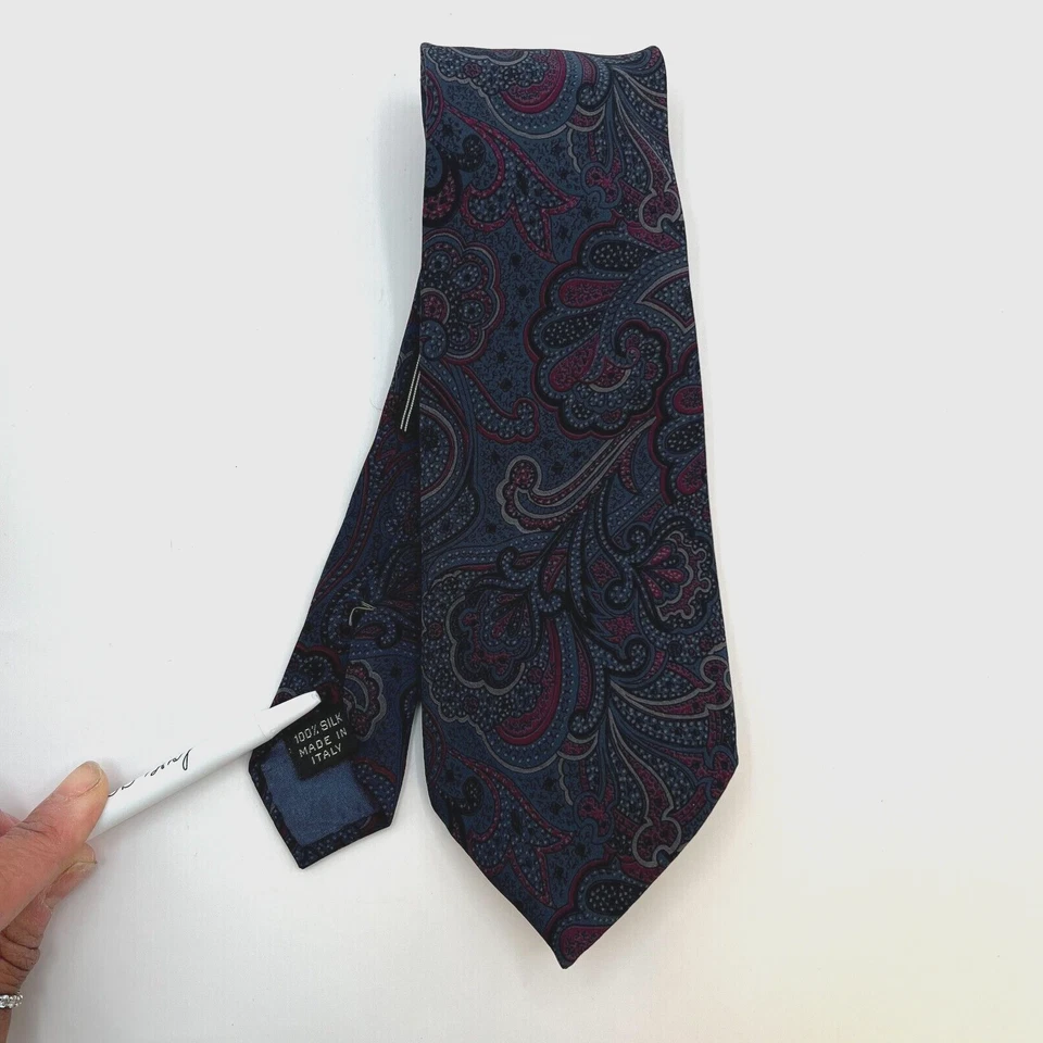 Corbata Preswick & Moore Paisley 100 % seda para hombre GRIS, BORGOÑA Y NEGRA Foto 2 de 4