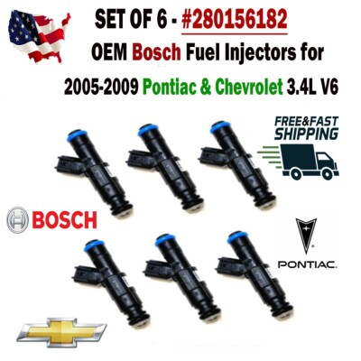 #ad #ad OEM Bosch x6 Fuel Injectors for 2005 2009 Pontiac amp; Chevy 3.4L V6 #0280156182 $119.99