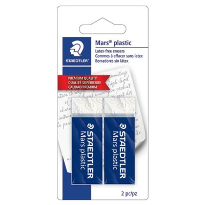 Staedtler Mars Plastic Drafting Eraser White 2/Pk Clean Latex-Free School Office