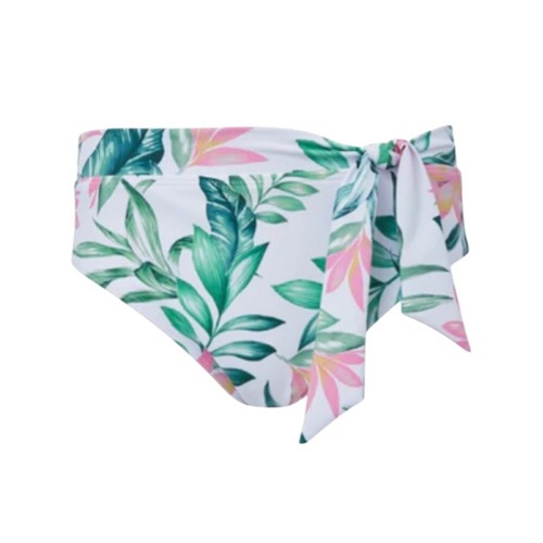 Venus Tamera High-Waist Bikini Swimsuit Bottom Size 12 Tropical Leaf Pink Green