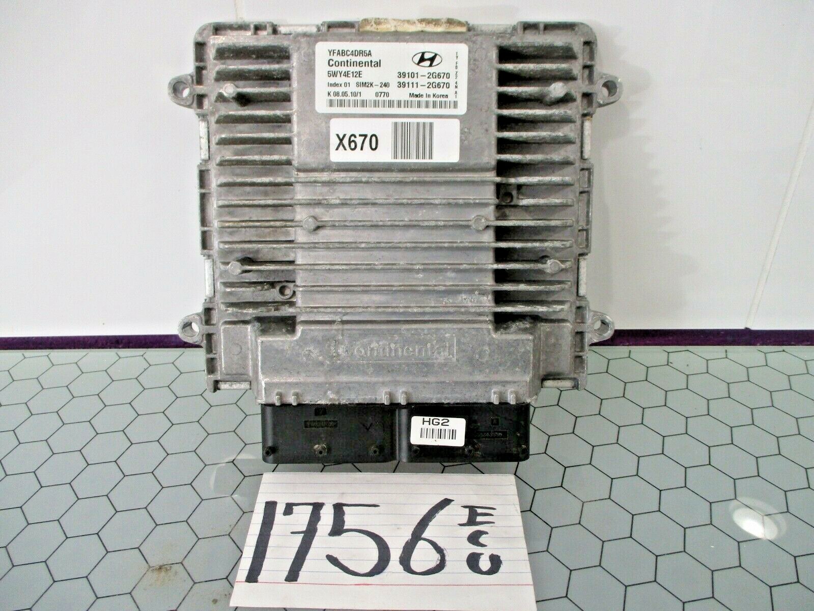 2011 Hyundai Sonata 2.4L #1756 Engine Computer ECM ECU  39101-2G670