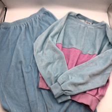 Velour Aileen Track Suit Made In USA Vintage Size L Light Pink, Baby Blue