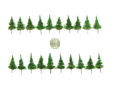 20 pcs 1'' ELK RIVER PINES for Z N HO RailRoad Model Trees Scenery 11mm 15mm 28mm