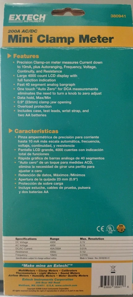 EXTECH Clamp Meter 380941 Stromzange  200-A-Stromzange plus DMM - Bild 4 von 4