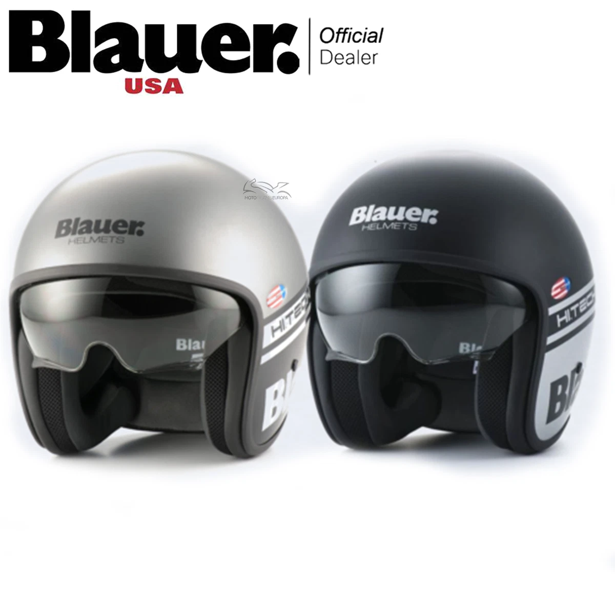 CASCO APERTO OPEN FACE VINTAGE CON VISIERINO BLAUER PILOT 1.1 NERO