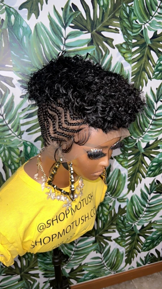 Peluca trenzada Cornrow, trenza tribal, trenzas de caja, peluca trenza frontal, peluca trenza Foto 2 de 4