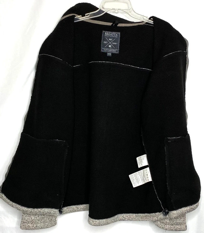 Chaqueta Regatta Great Outdoors Cremallera Completa Forrada de Vellón Gruesa Gris Negra 2XL XXL Foto 4 de 4