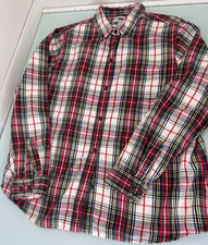 LL Bean Women's Scotch Flannel Shirt Top Large L Tartan Madras Plaid Button Up