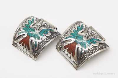 RARE Native American Thomas Singer Turquoise Coral Silver  display picture 1