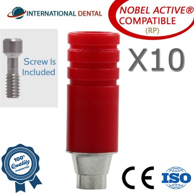 10 Chrome Cobalt Base Plastic Adapter Head Non Hex RP For Conical Dental Fixture