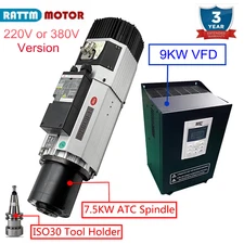 9KW Air Cooled iso30 ATC Spindle Motor ER32 220V/380V VFD Inverter CNC Mill Kit